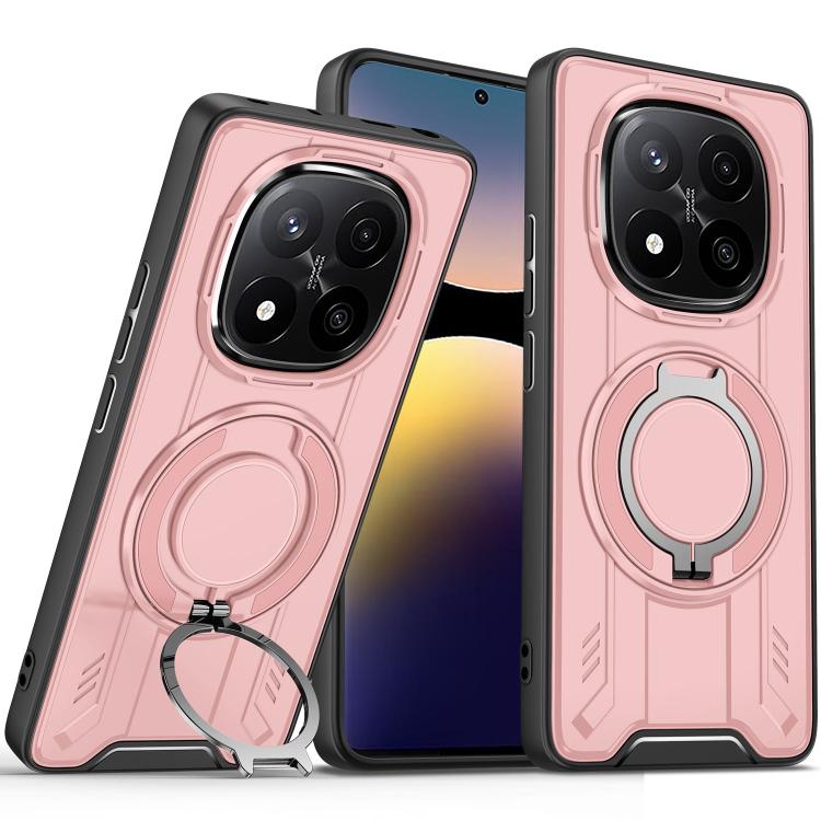 

For Redmi Note 14 Pro 4G Rotating Ring Holder Magnetic MagSafe Phone Case(Pink)