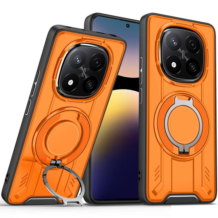 

For Redmi Note 14 Pro 4G Rotating Ring Holder Magnetic MagSafe Phone Case(Orange)