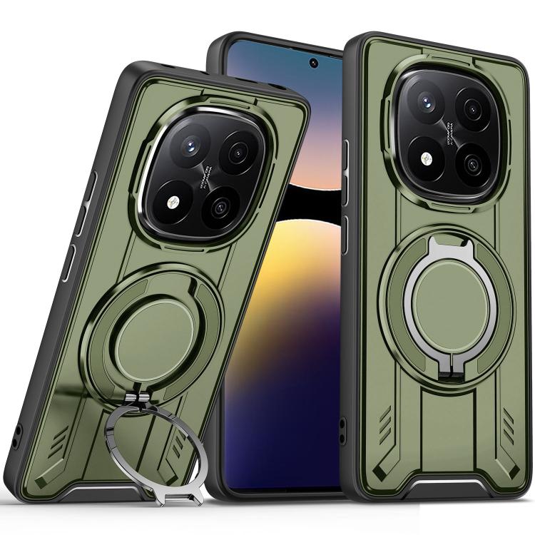 

For Redmi Note 14 Pro 4G Rotating Ring Holder Magnetic MagSafe Phone Case(Green)