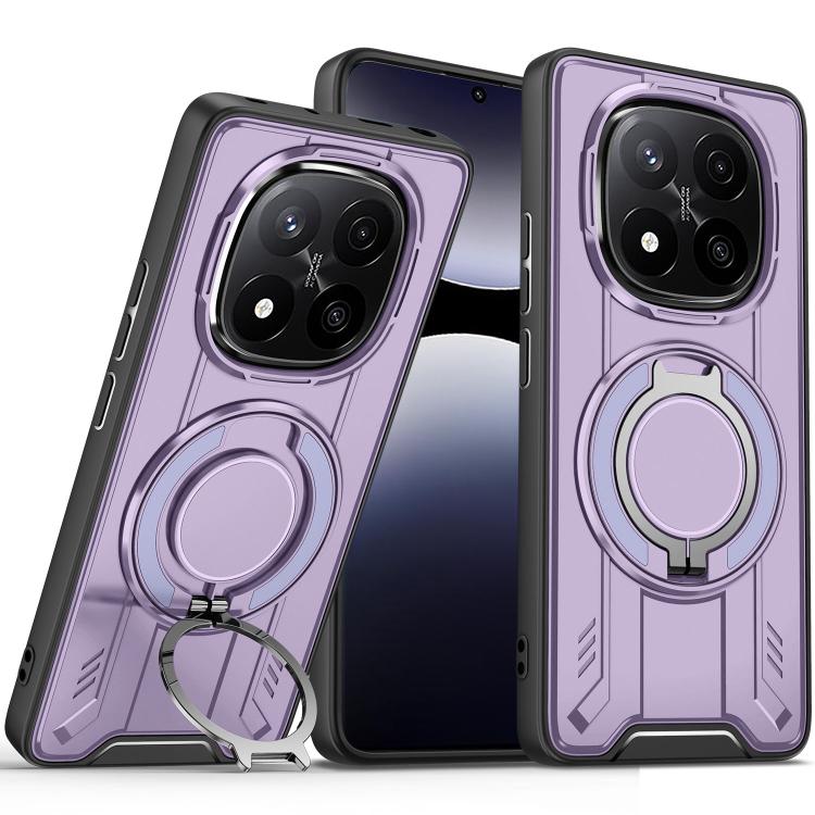 

For Redmi Note 14 Pro 5G Rotating Ring Holder Magnetic MagSafe Phone Case(Purple)