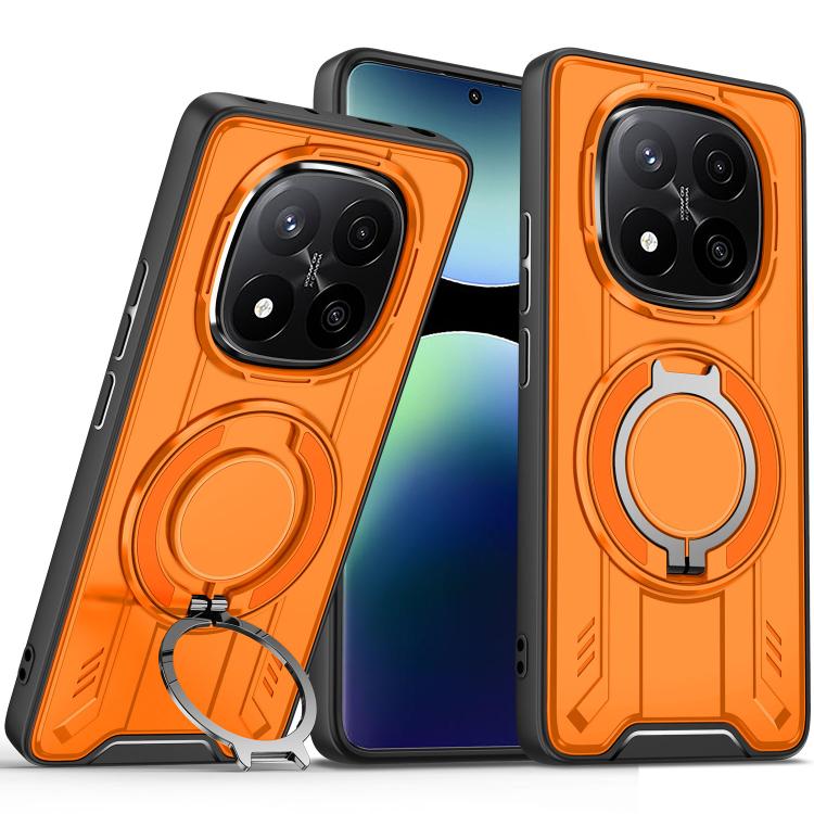 

For Redmi Note 14 Pro+ 5G Rotating Ring Holder Magnetic MagSafe Phone Case(Orange)