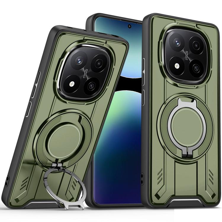 

For Redmi Note 14 Pro+ 5G Rotating Ring Holder Magnetic MagSafe Phone Case(Green)