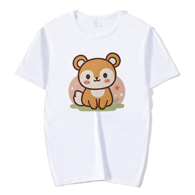 

Squirrel Printed Round Neck Modal Short Sleeve T-shirt Print On Your Demand, Size:S(White)