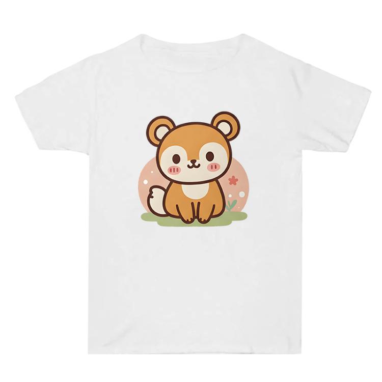 

Squirrel Printed Summer Baggy Cotton Short Sleeve T-shirt Print On Your Demand, Size:S(White)