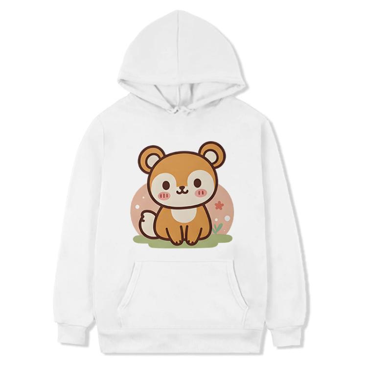 

Squirrel Printed Fleece Hooded Sweatshirt Print On Your Demand, Size:XS(White)