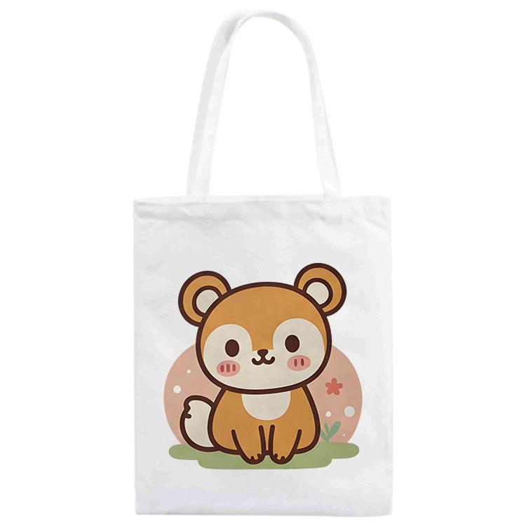 

Squirrel Printed Canvas Handbag Print On Your Demand, Size:25x20cm(White)