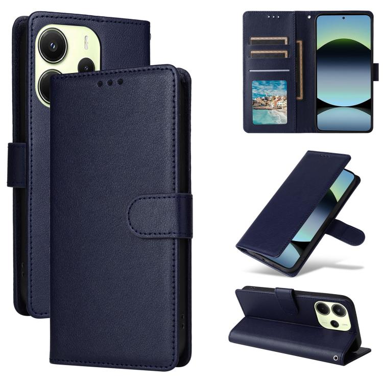 

For Redmi Note 14 4G 164.84mm 3-Card Slots Multifunctional Leather Phone Case(Navy Blue)