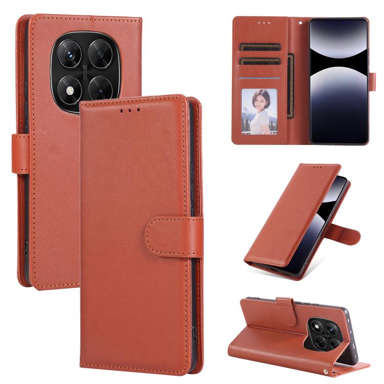 

For Redmi Note 14 Pro 5G / 14 Pro+ 3-Card Slots Multifunctional Leather Phone Case(Brown)