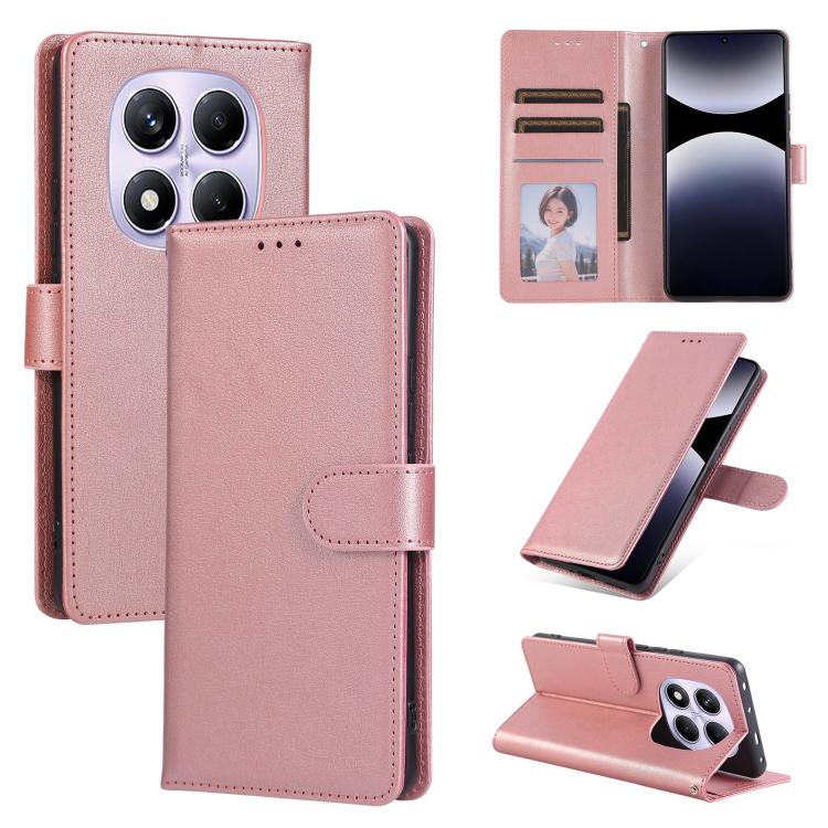 

For Redmi Note 14 Pro 4G Global 3-Card Slots Multifunctional Leather Phone Case(Rose Gold)