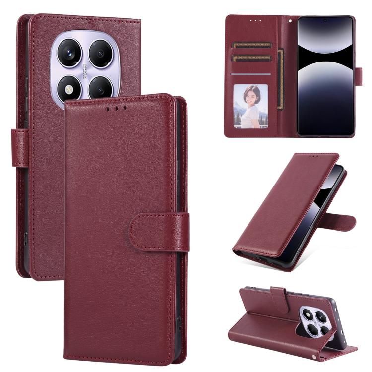 

For Redmi Note 14 Pro 4G Global 3-Card Slots Multifunctional Leather Phone Case(Wine Red)