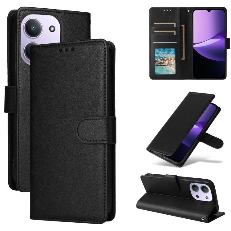 

For Redmi 15C 5G / 4G EU 173mm 3-Card Slots Multifunctional Leather Phone Case(Black)