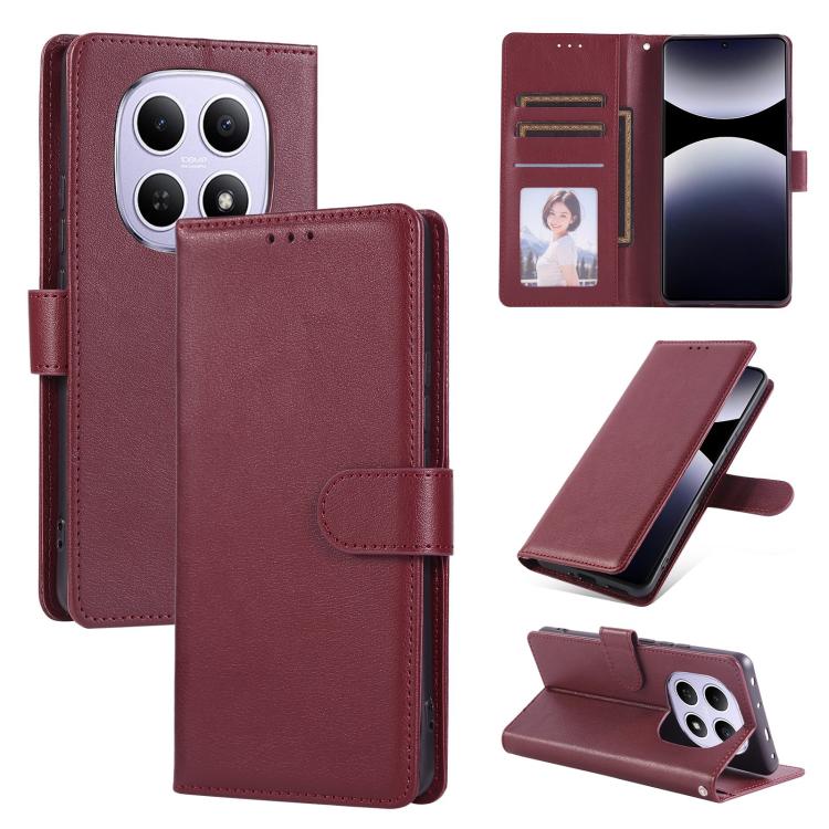 

For Redmi Note 15 4G / 5G Global 164mm 3-Card Slots Multifunctional Leather Phone Case(Wine Red)