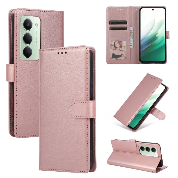 

For Redmi 15 5G / 4G EU 171mm 3-Card Slots Multifunctional Leather Phone Case(Rose Gold)