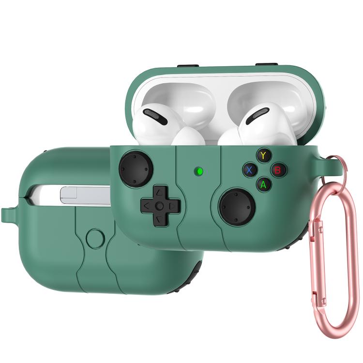 

For AirPods Pro 2 Game Console Style Wireless Earphone Silicone Case(Pine Green)