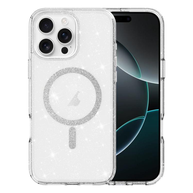 

For iPhone 16 Pro Max Clear Glitter Powder MagSafe Phone Case(Transparent)