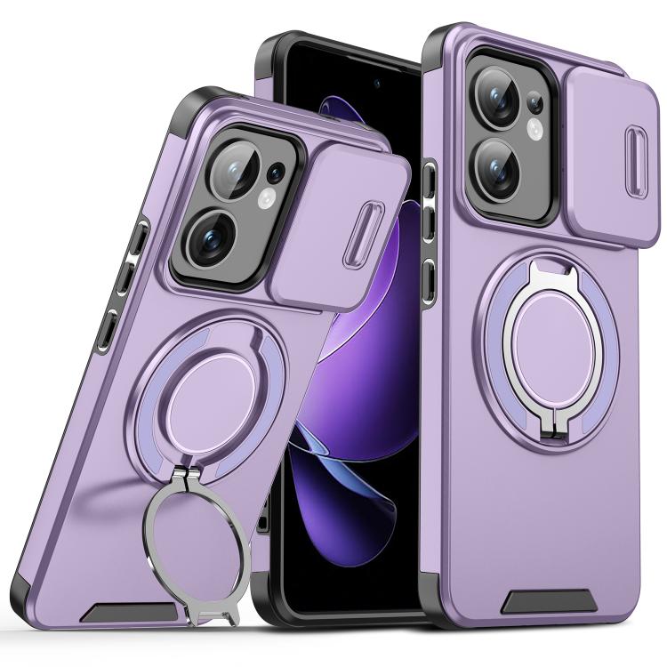 

For OPPO Reno13 F 5G Sliding Camshield Ring Holder Phone Case(Purple)