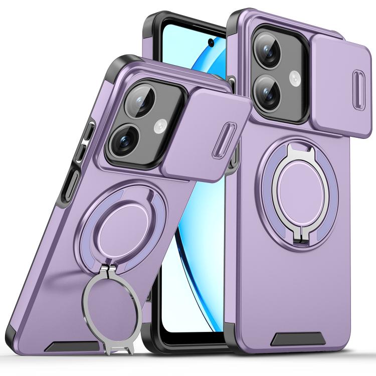 

For OPPO A3x Global Sliding Camshield Ring Holder Phone Case(Purple)
