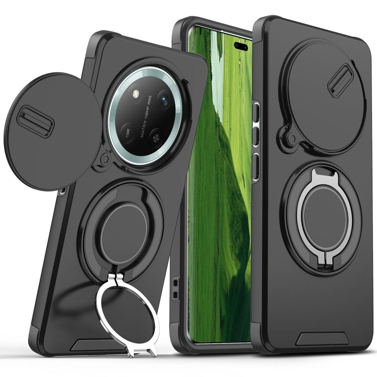 

For Honor X60 Pro Sliding Camshield Ring Holder Phone Case(Black)