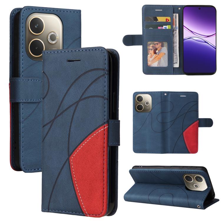 

For OPPO A5 Pro 5G Global Dual-color Splicing Flip Leather Phone Case(Blue)