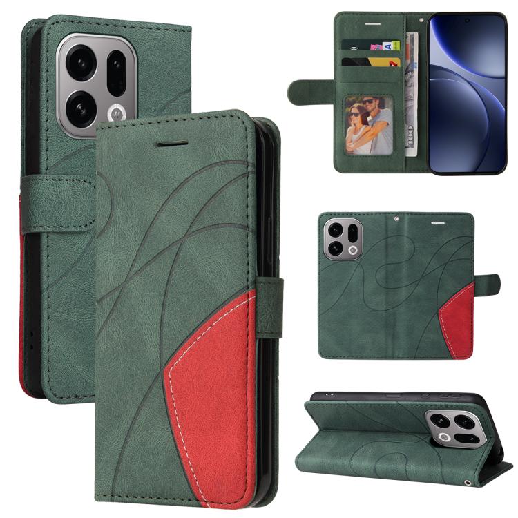

For OPPO Find X9 Dual-color Splicing Flip Leather Phone Case(Green)