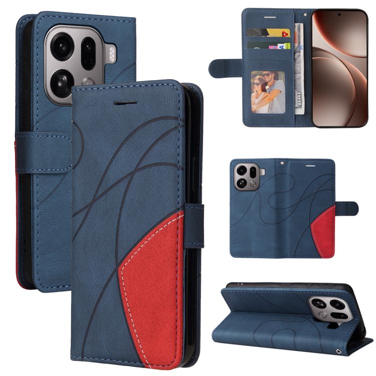 

For OPPO Find X9 Pro Dual-color Splicing Flip Leather Phone Case(Blue)