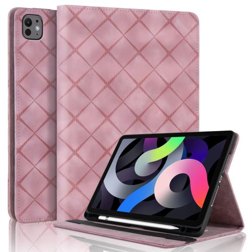 

For iPad Air 11 2025 / 2024 Rhombus Embossed Leather Smart Tablet Case(Pink)