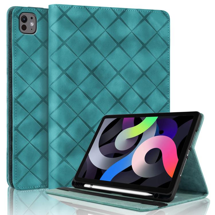 

For iPad Air 11 2025 / 2024 Rhombus Embossed Leather Smart Tablet Case(Green)