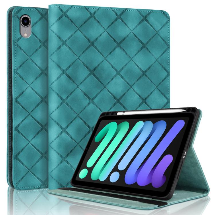

For iPad mini 6 / mini 2024 Rhombus Embossed Leather Smart Tablet Case(Green)
