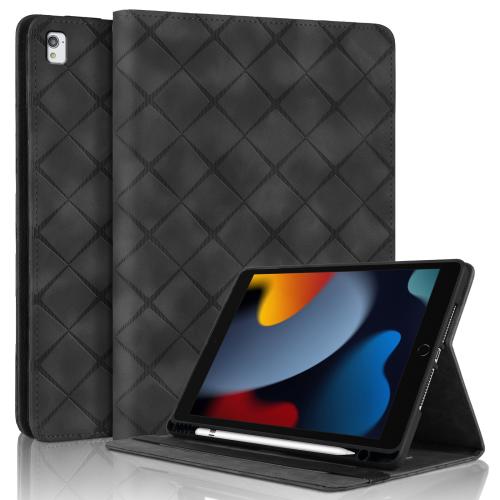 

For iPad 10.2 2021 / Air 10.5 Rhombus Embossed Leather Smart Tablet Case(Black)