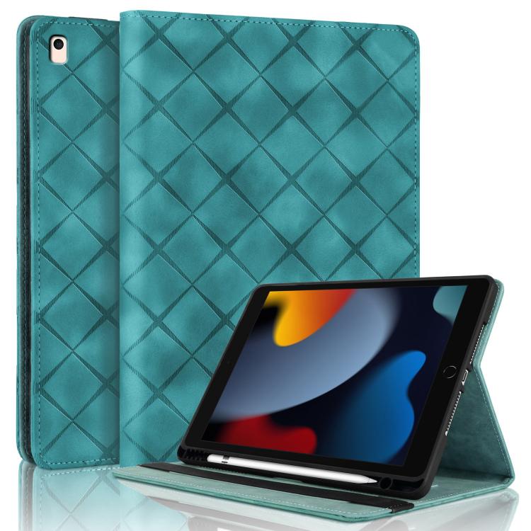 

For iPad Air / Air 2 / 9.7 2017 / 2018 Rhombus Embossed Leather Smart Tablet Case(Green)