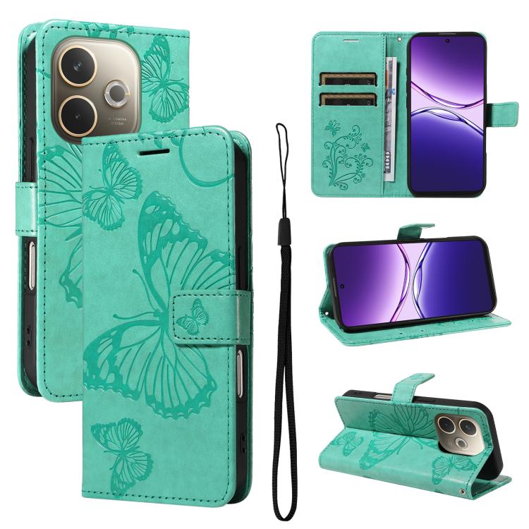 

For OPPO A5 Pro 5G Global 3D Butterfly Embossed Pattern Flip Leather Phone Case(Green)