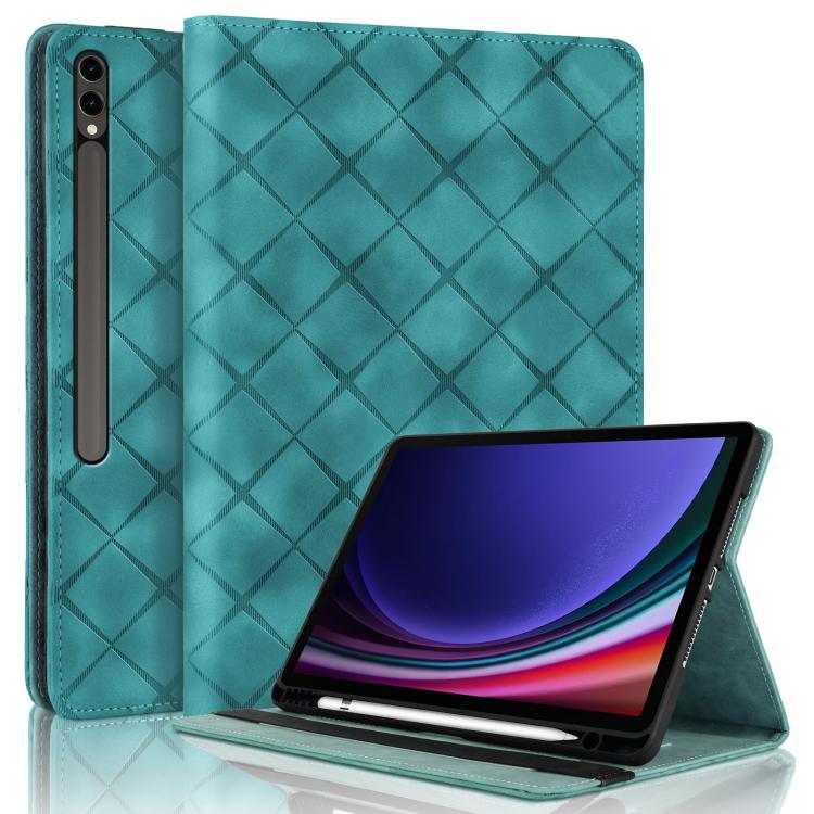 

For Samsung Galaxy Tab S10+ / S9 FE+ Rhombus Embossing Leather Tablet Case(Green)