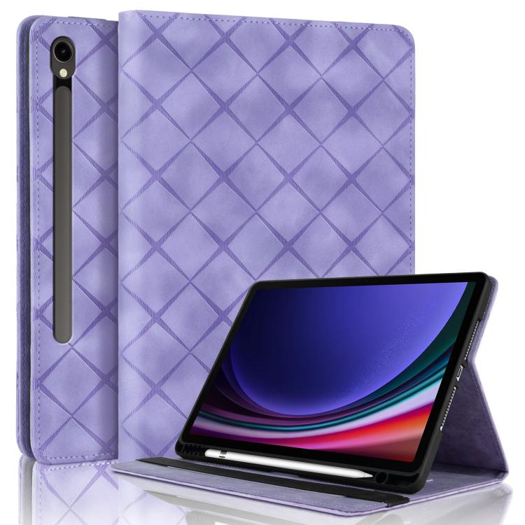 

For Samsung Galaxy Tab S10 FE+ Rhombus Embossing Leather Tablet Case(Purple)