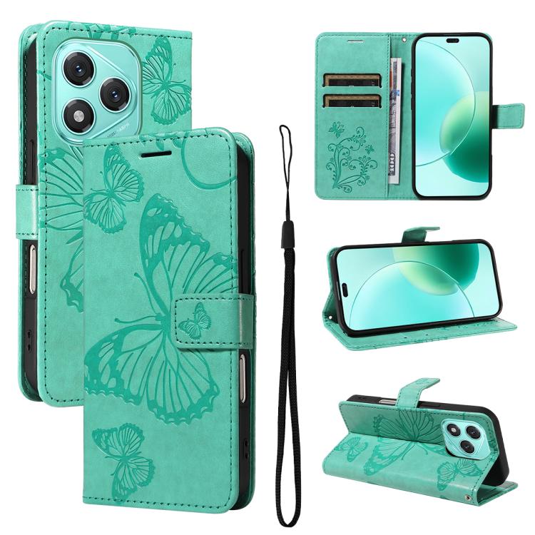 

For Honor 400 Lite 3D Butterfly Embossed Pattern Flip Leather Phone Case(Green)
