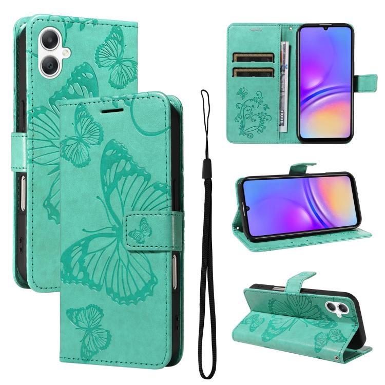 

For Samsung Galaxy A07 5G 3D Butterfly Embossed Pattern Flip Leather Phone Case(Green)