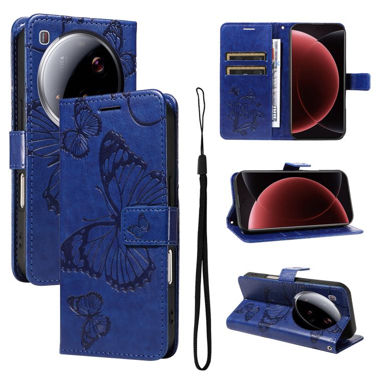 

For Xiaomi 15 Ultra 5G Global 3D Butterfly Embossed Pattern Flip Leather Phone Case(Blue)