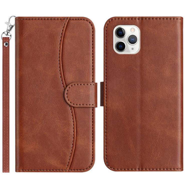 

For iPhone 11 Pro Dual-Folded S-shape Leather Phone Case(Coffee)