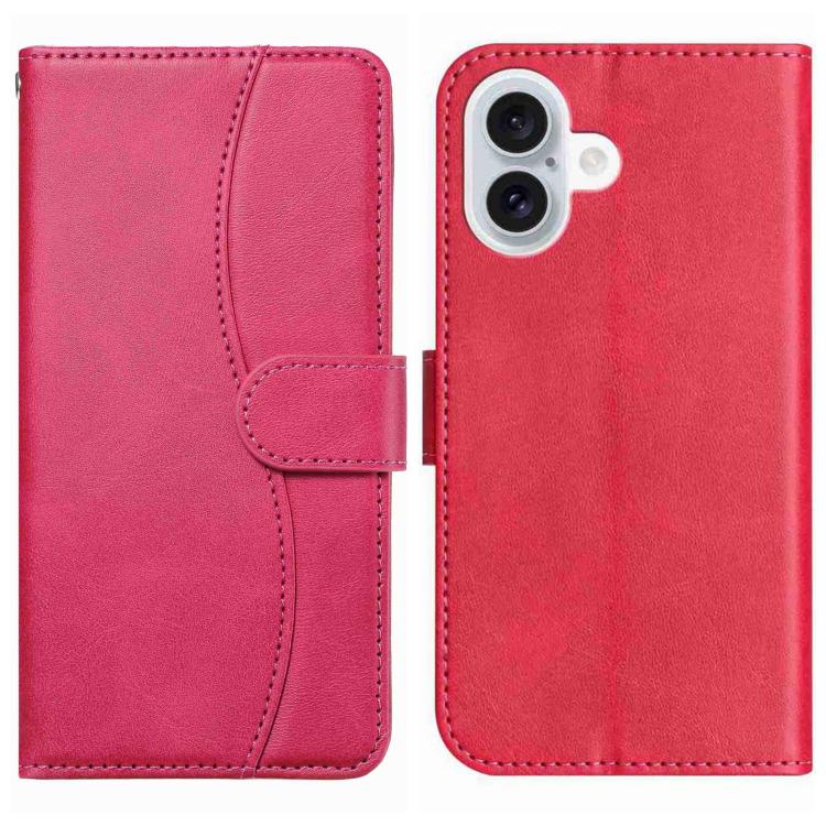 

For iPhone 17 Dual-Folded S-shape Leather Phone Case(Rose Red)