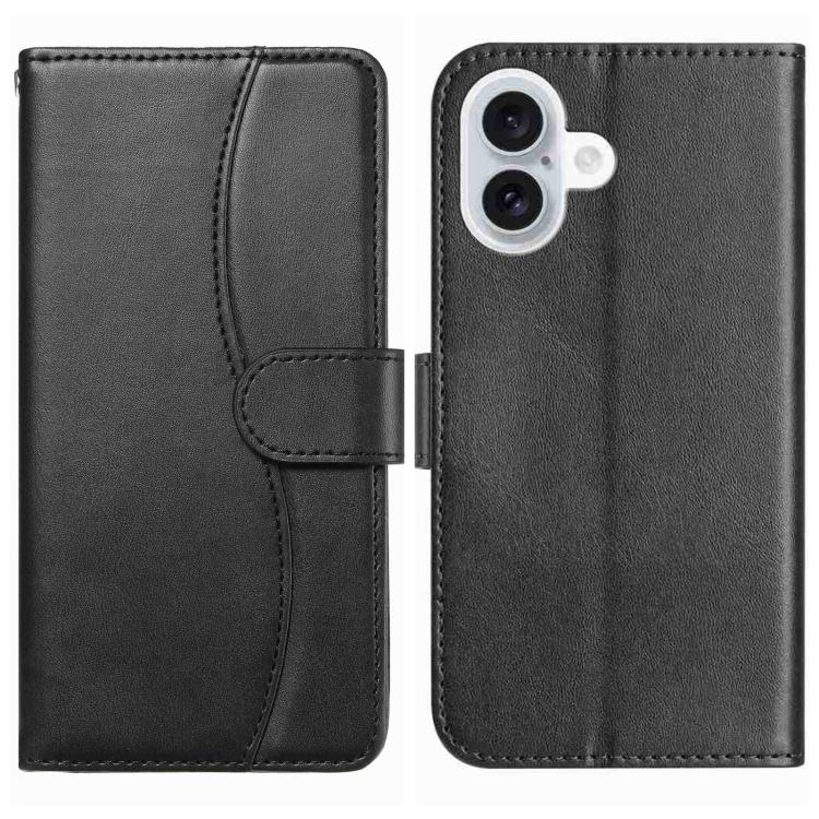 

For iPhone 17 Dual-Folded S-shape Leather Phone Case(Black)