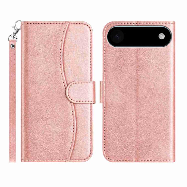 

For iPhone 17 Air Dual-Folded S-shape Leather Phone Case(Rose Gold)