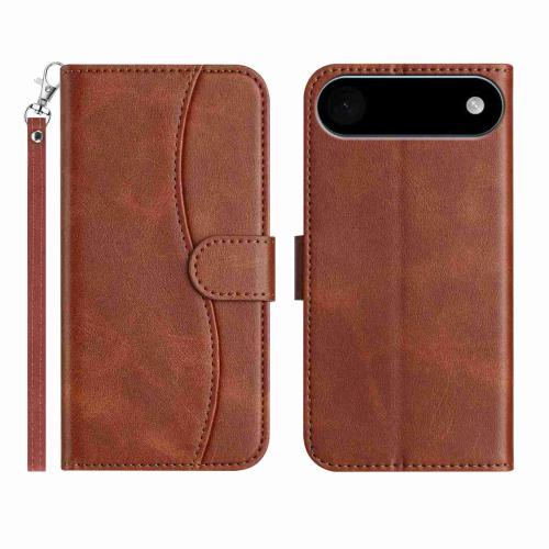 

For iPhone 17 Air Dual-Folded S-shape Leather Phone Case(Coffee)