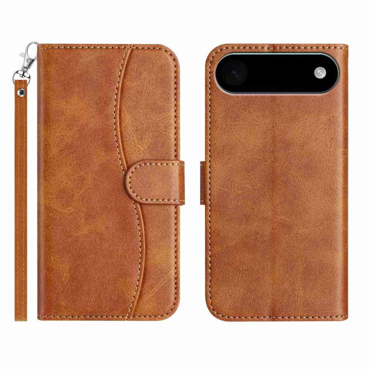

For iPhone 17 Air Dual-Folded S-shape Leather Phone Case(Brown)