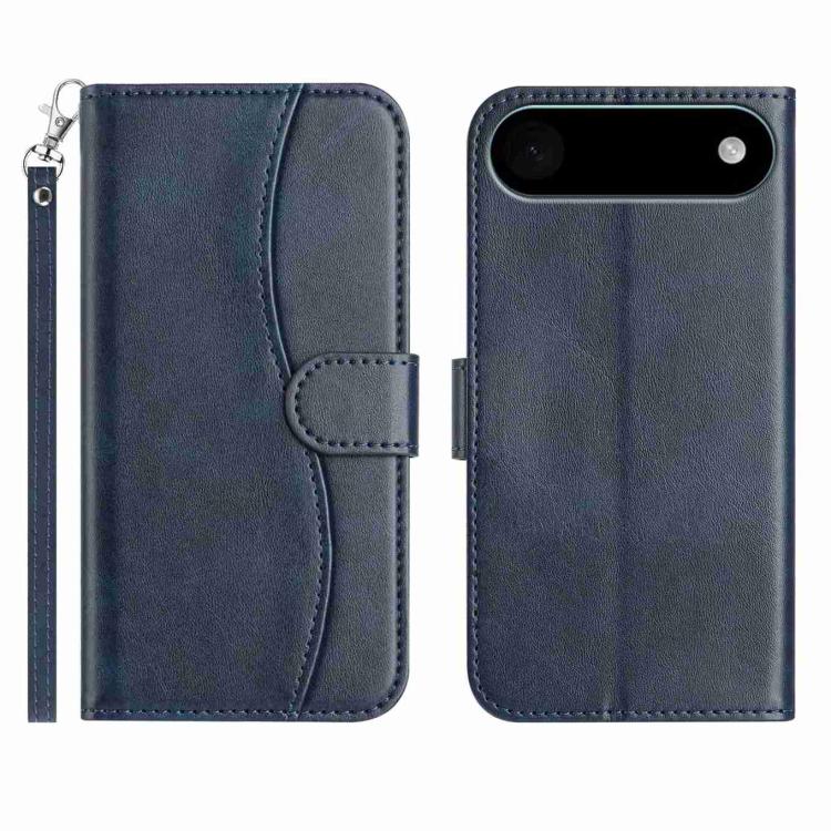 

For iPhone 17 Air Dual-Folded S-shape Leather Phone Case(Navy Blue)