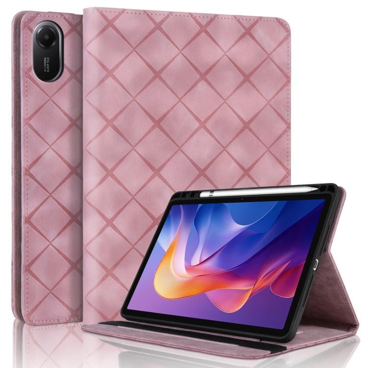 

For Xiaomi Redmi Pad 2 Rhombus Embossing Leather Tablet Case(Pink)