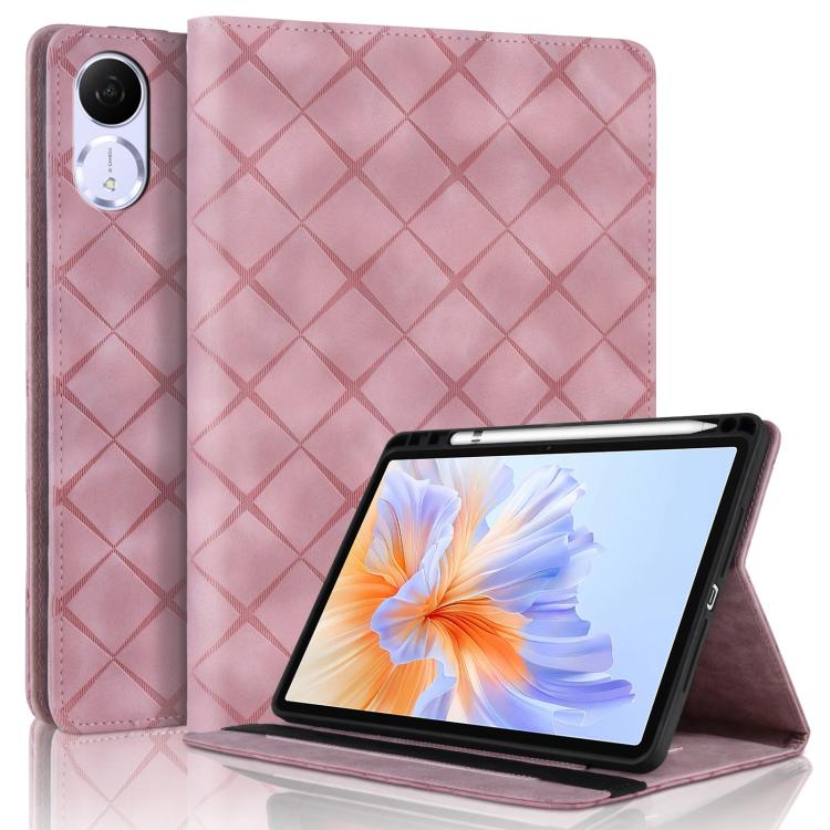 

For Honor Pad V9 11.5 Rhombus Embossed Leather Tablet Case(Pink)