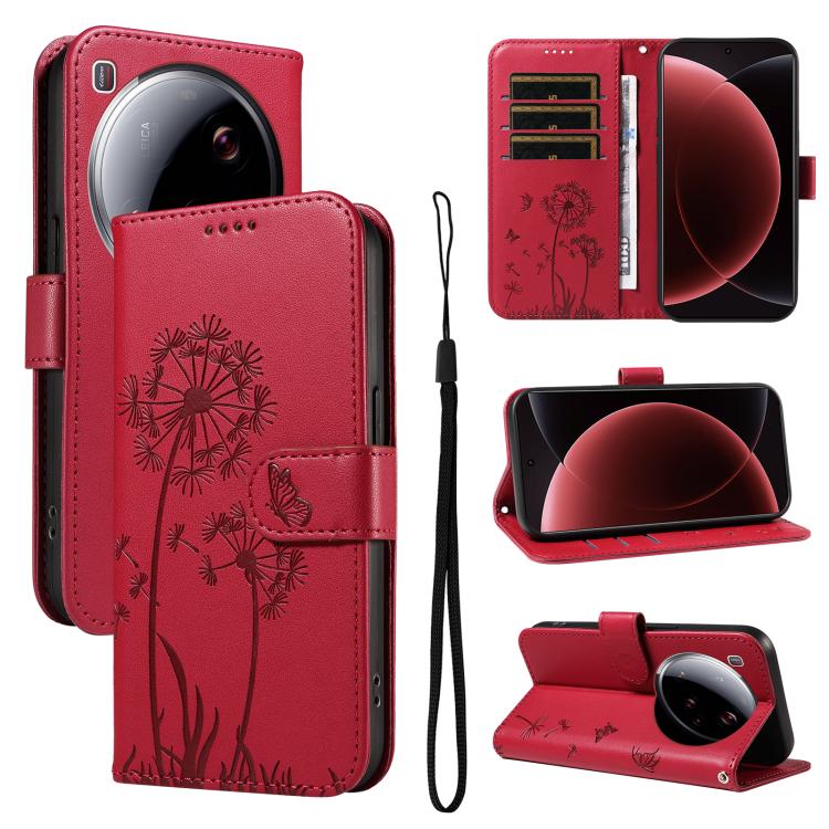 

For Xiaomi 15 Ultra 5G Global Dandelion Embossed Pattern Flip Leather Phone Case(Red)