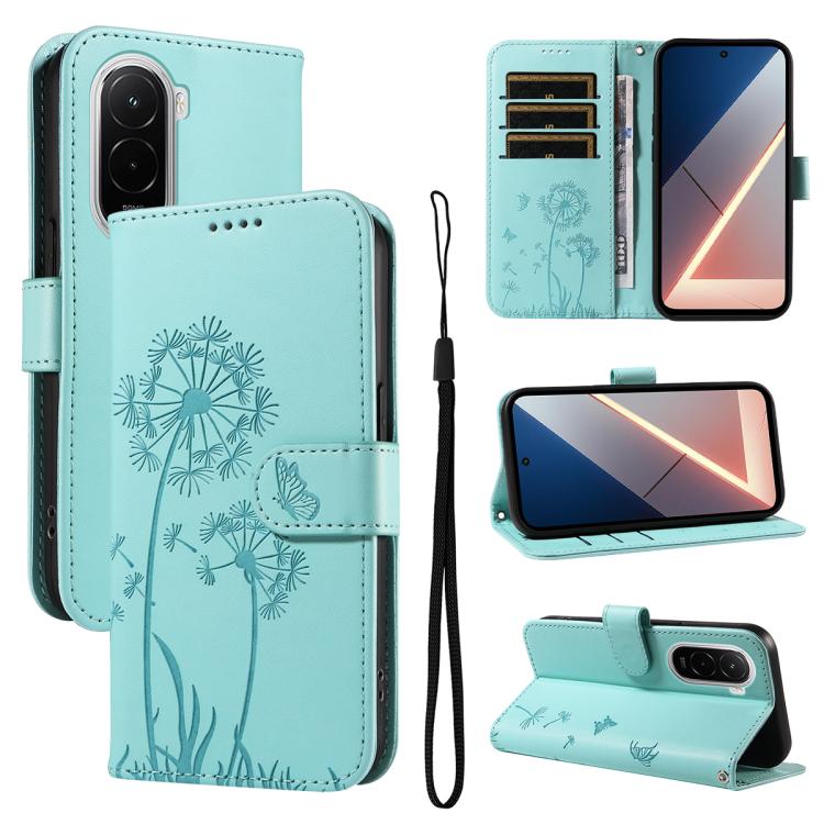 

For Xiaomi Poco M7 4G 169mm Dandelion Embossed Pattern Flip Leather Phone Case(Green)