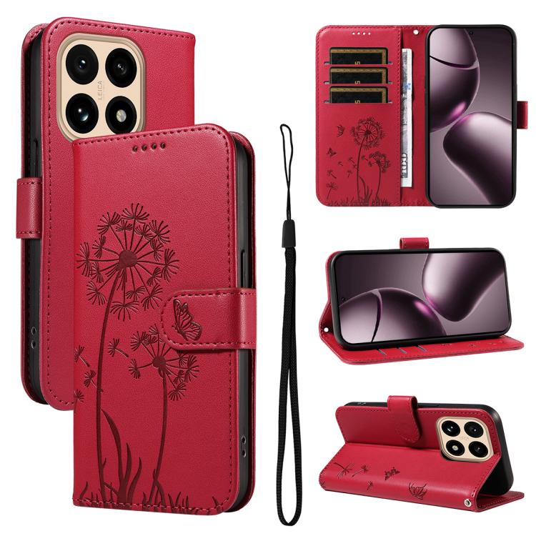 

For Xiaomi 15T 5G Dandelion Embossed Pattern Flip Leather Phone Case(Red)