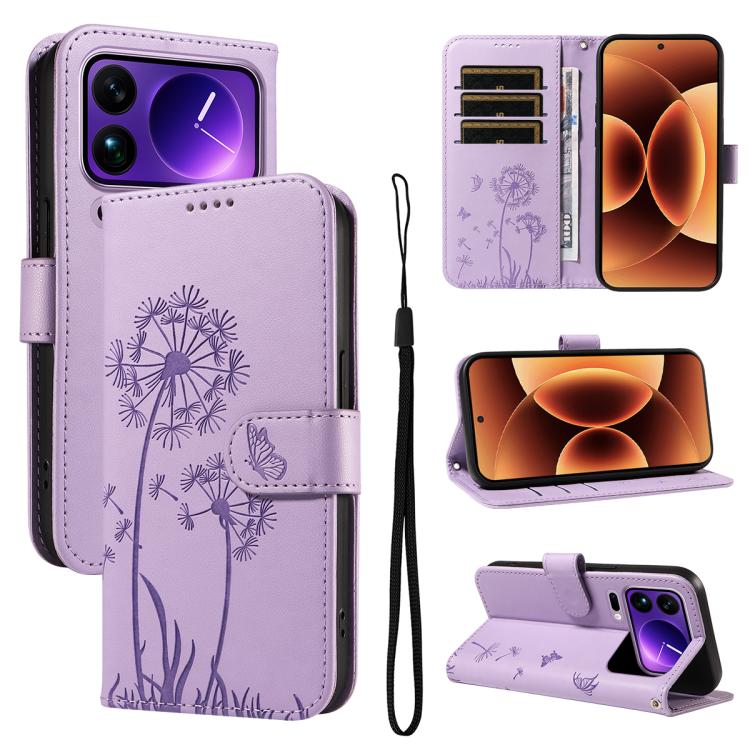 

For Xiaomi 17 Pro Max Dandelion Embossed Pattern Flip Leather Phone Case(Purple)