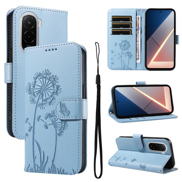 

For Xiaomi Poco M7 4G 171mm Dandelion Embossed Pattern Flip Leather Phone Case(Sky Blue)